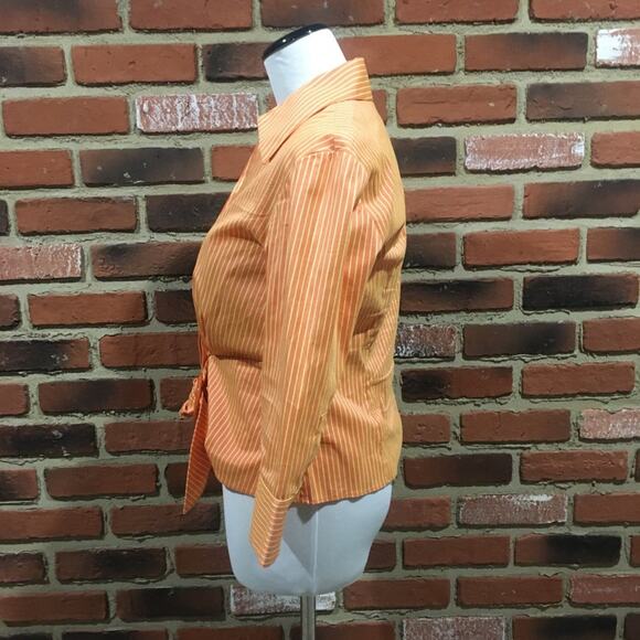 Lafayette 148 New York Blouse sz 4 petite hidden buttons Button down top tie - Picture 5 of 8